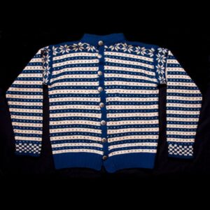 This hand-knit sweater, which is knitted in the Fana style, was worn by Odd Andersen - Textiles