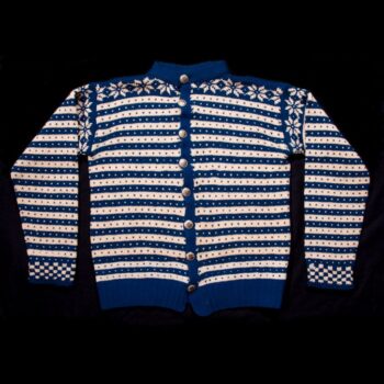 This hand-knit sweater, which is knitted in the Fana style, was worn by Odd Andersen - Textiles