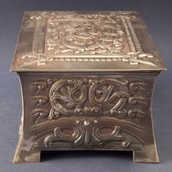 Sterling silver box replicate Viking saga motifs, side two - Norwegian Metalworking