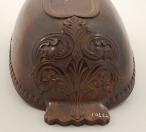 Ale Bowl with Acanthus carving under handle and spout handle- Decorative Woodcarving