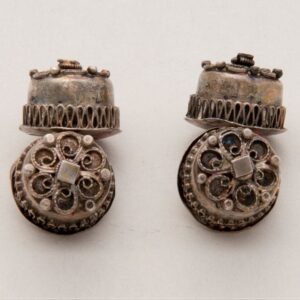 Cuff links with circular filigree motif on the top of the button - Norwegian Metalworking