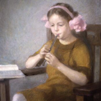 Girl with Flute, Marie Løkke - Fine Arts