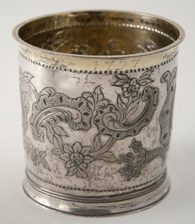 Cup with a gold wash in the interior and around the outflared rim - Norwegian Metalworking