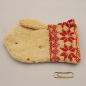 child's mitten, was done using fine two-ply wool