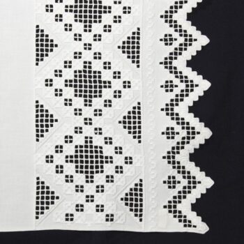 This table runner or decorative towel has well-executed Hardanger embroidery on each end - Textiles