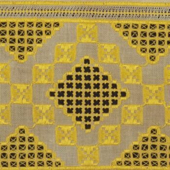 Table cloth with fine yellow embroidery floss - Textiles