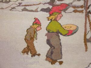 This tapestry, titled The Elves, was designed by the Norwegian artist Thorolf Holmboe