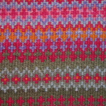 Coverlet with two-ply wool weft in yellow, orange, pink, red, purple, green and blue - Textiles