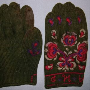 Gloves with satin stitch floral design is embroidered on the back - Textiles