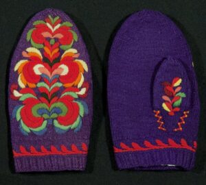 Mittens knit with wool and are embroidered with Hallingdal-style