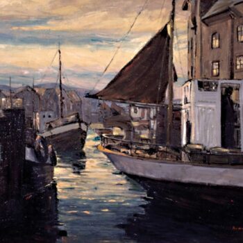 Twilight at Ålesund Harbor, Peer Guldbrandsen - Fine Arts
