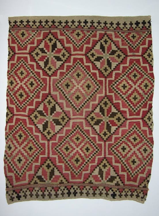 Coverlet with eight-pointed stars and diamond motifs divided by diagonal zigzag borders - Textiles
