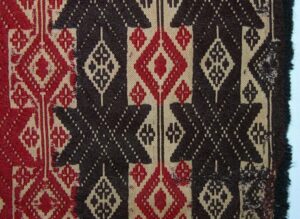 Coverlet with intricate vertical bands of eight-pointed starts and diamonds - Textiles