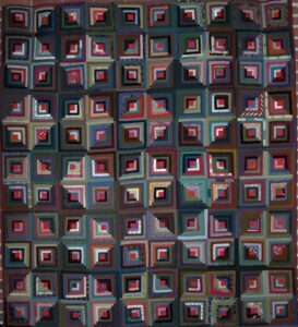 Log cabin quilt done is made of wool and silk - Textiles