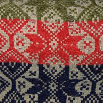 Coverlet with change of colors of center squares is hand inlay - Textiles