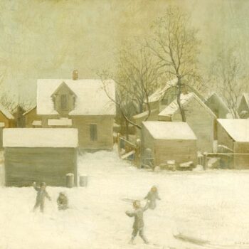 City Snow with Children, Olaf Aalbu - Fine Arts