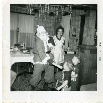 Two children met Santa.